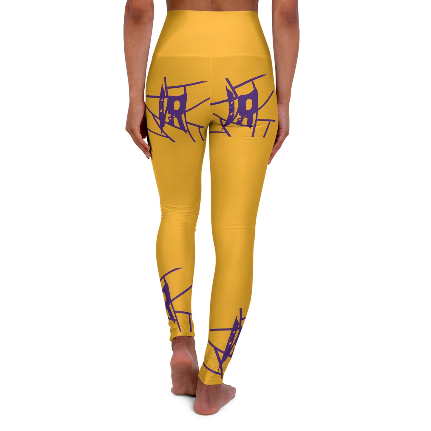 Leggings de ioga IR Gold de cintura alta com logotipo roxo (POD)