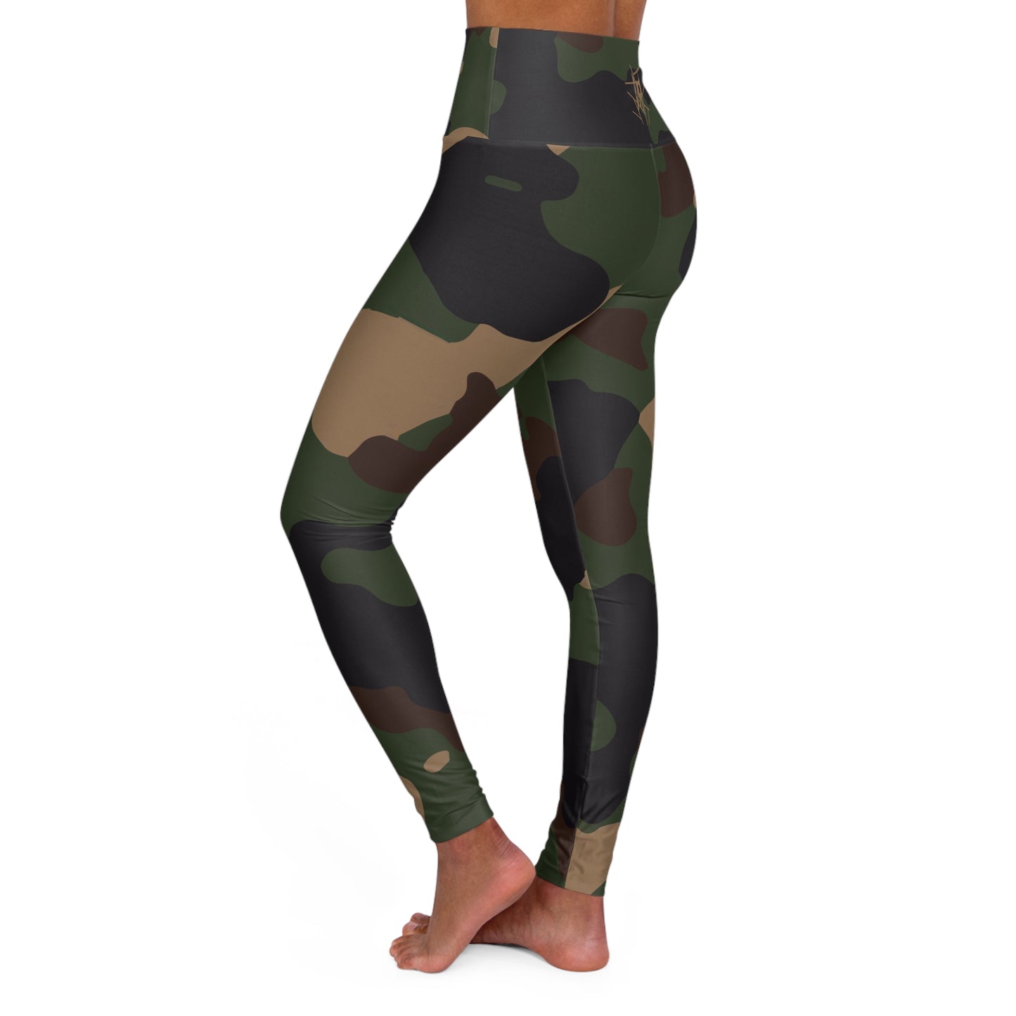 IR CAMO - High Waisted Yoga Leggings with brown waist logo