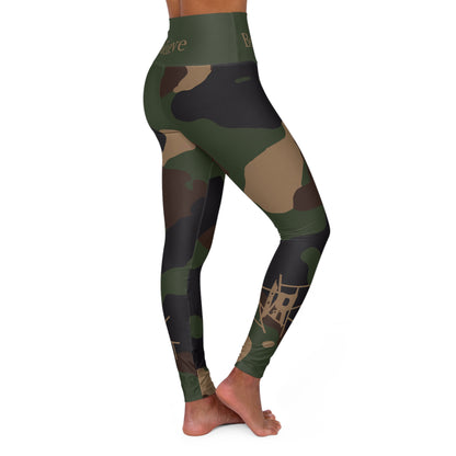 IR CAMO - Beat The Odds/Believe High Waisted Yoga Leggings with brown logo