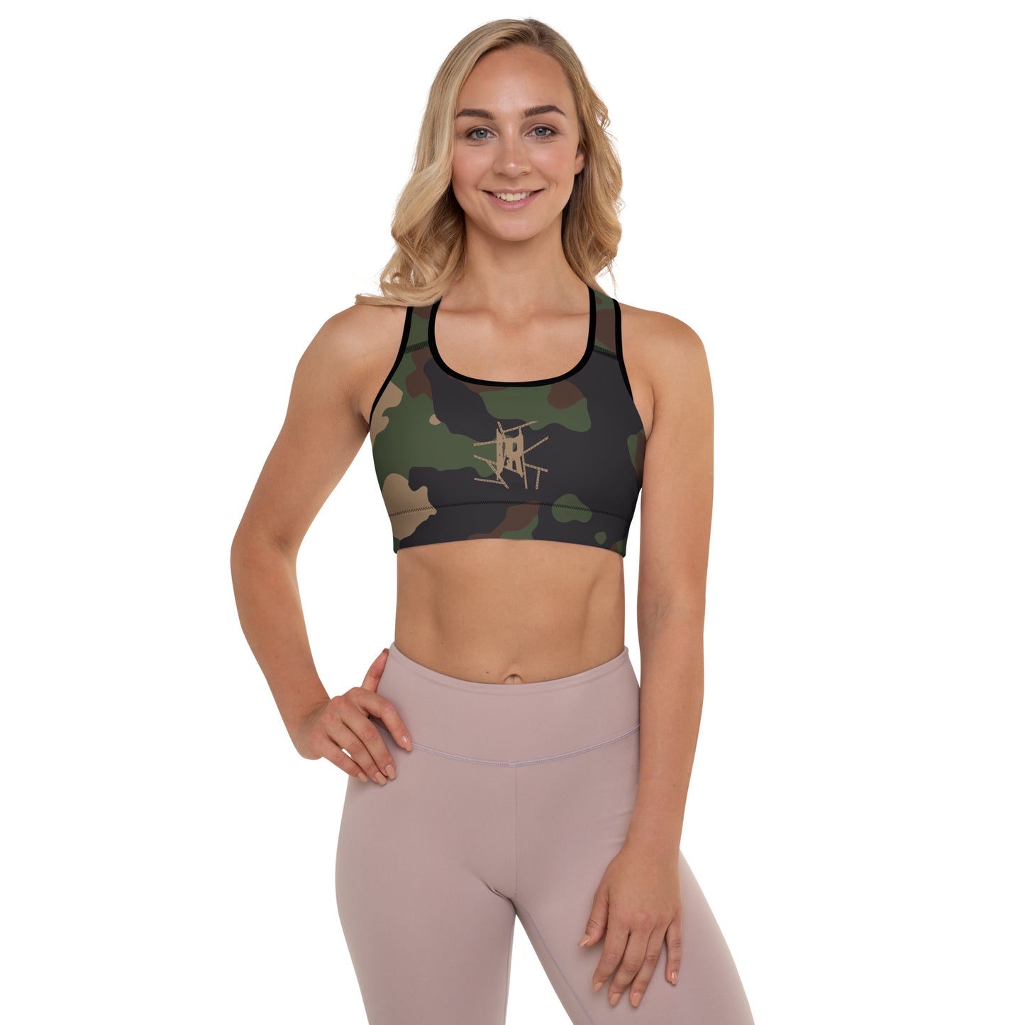 IR Padded Sports Bra Camo with Blk or Wht Trim