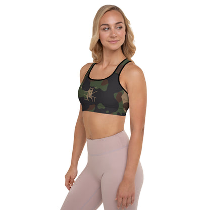 IR Padded Sports Bra Camo with Blk or Wht Trim