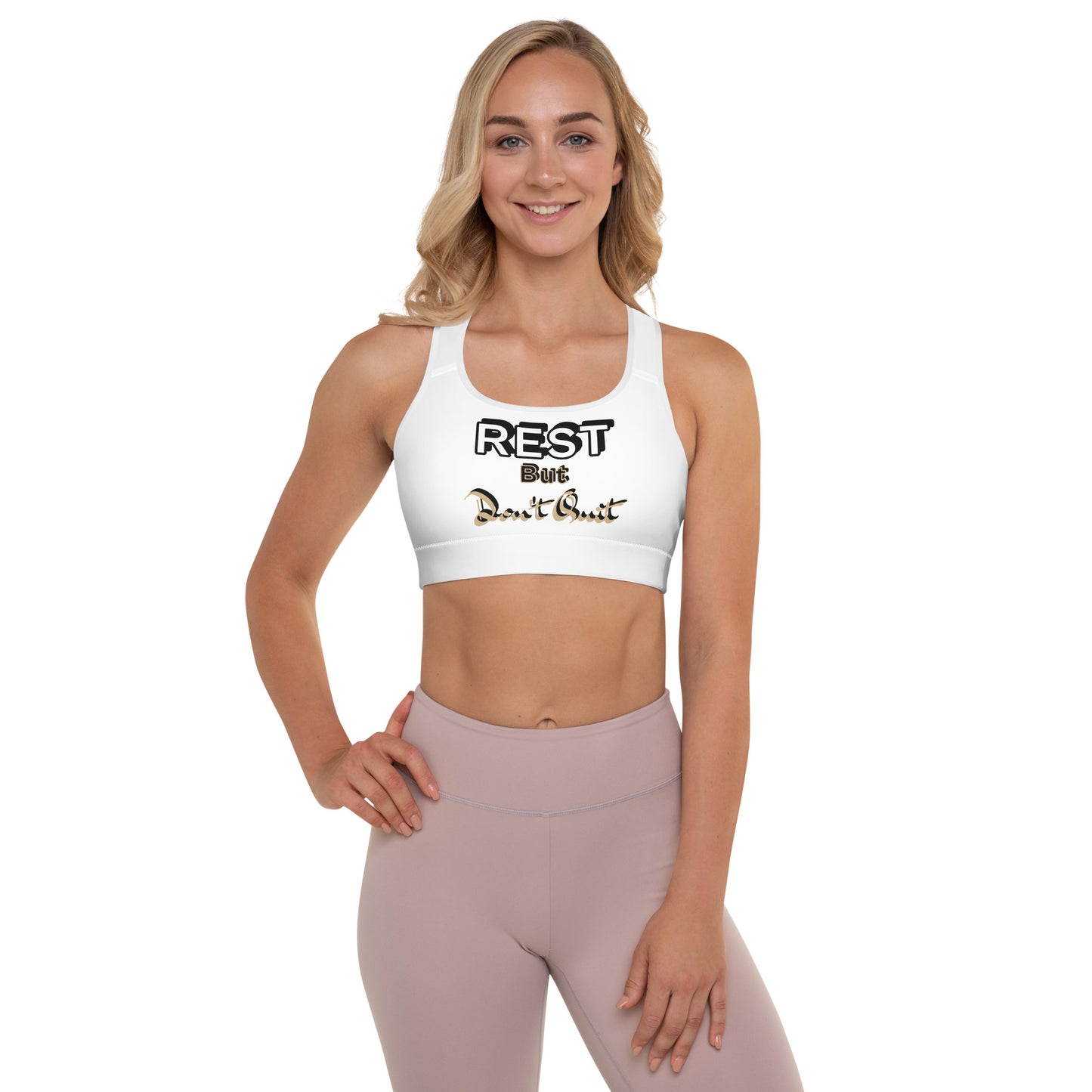 IR Padded Sports Bra White -Rest But Don't Quit (POD) - Imperfect Reflectionz