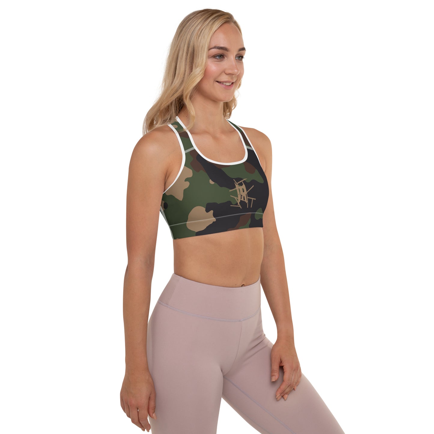 IR Padded Sports Bra Camo with Blk or Wht Trim