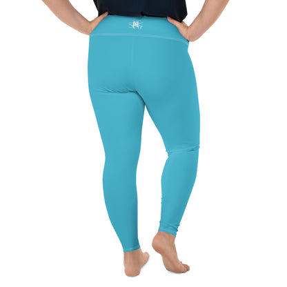 Leggings IR Plus Size Verão Azul Céu com logo na cintura (POD)