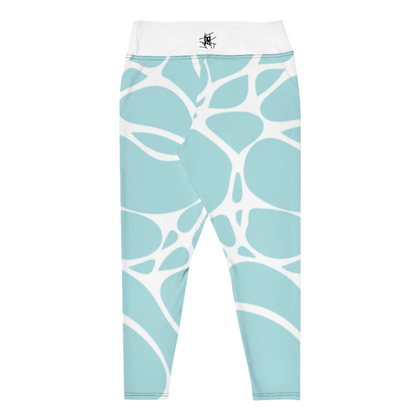 Leggings IR Plus Size Azul Gelo Círculos Brancos com logotipo na cintura (POD)