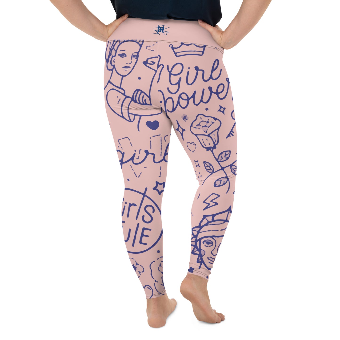 Leggings IR Tallas Grandes Girl Power Rosa con logo en la cintura (POD)