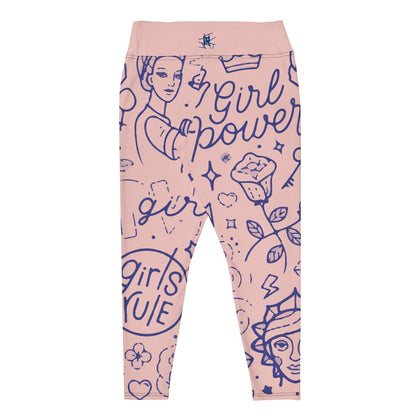 Leggings IR Tallas Grandes Girl Power Rosa con logo en la cintura (POD)