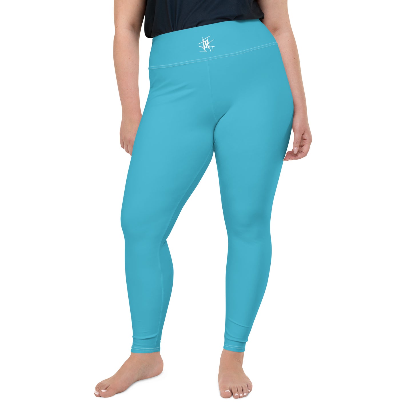 Leggings IR Plus Size Verão Azul Céu com logo na cintura (POD)