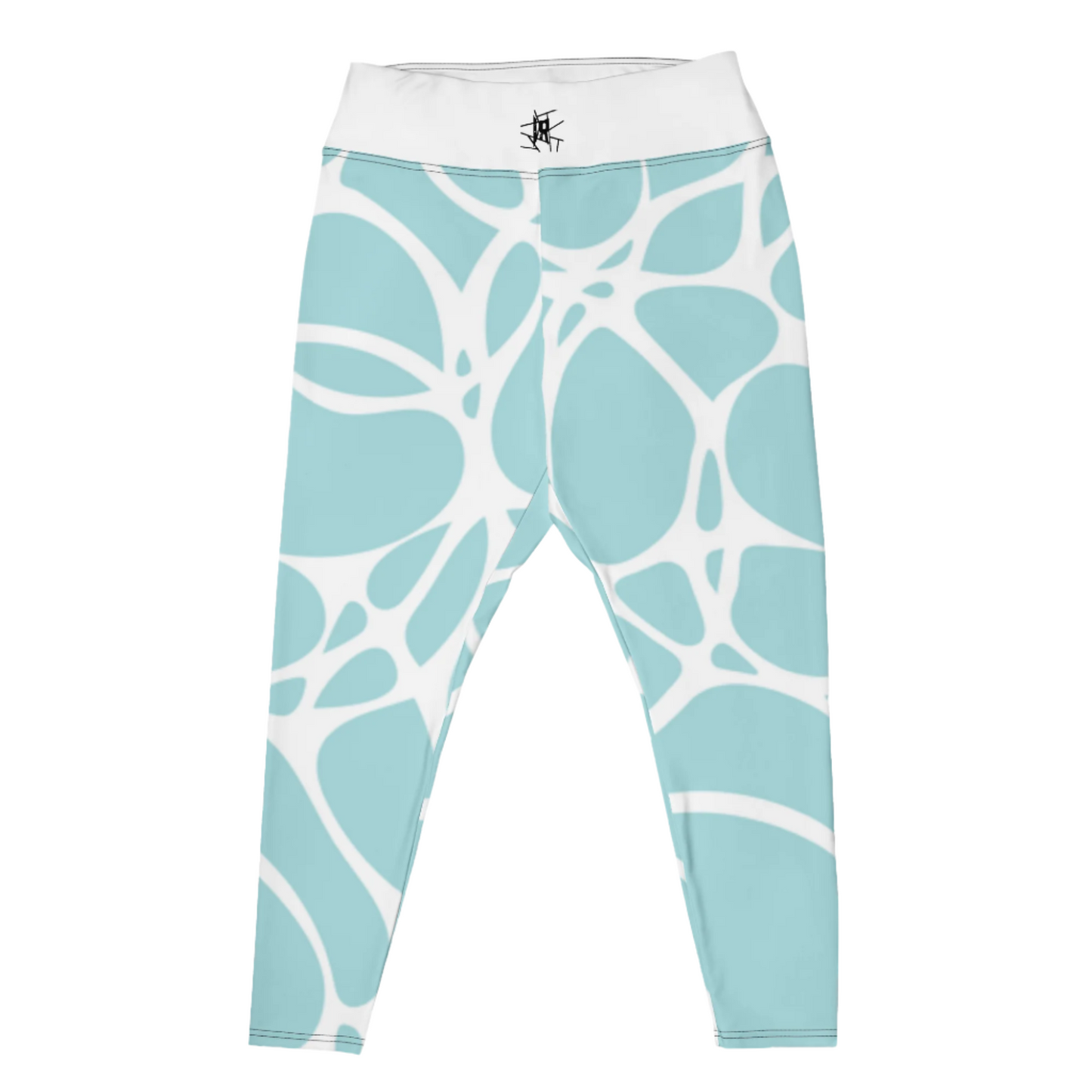 Leggings IR Tallas Grandes Círculos Blancos Azul Hielo con logo en cintura (POD)