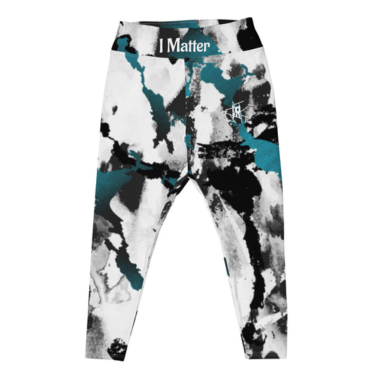 IR Plus Size Leggings- Abstract with small logo / I Matter - Beat the odds