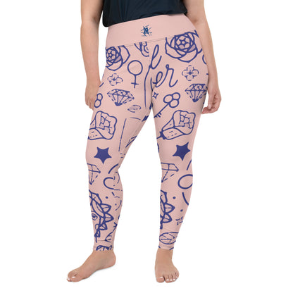 Leggings IR Tallas Grandes Girl Power Rosa con logo en la cintura (POD)