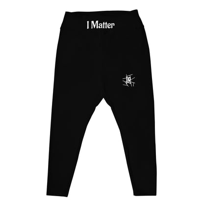 Leggings IR Plus Size pretas com logotipo pequeno / I Matter - Beat the odds (POD)