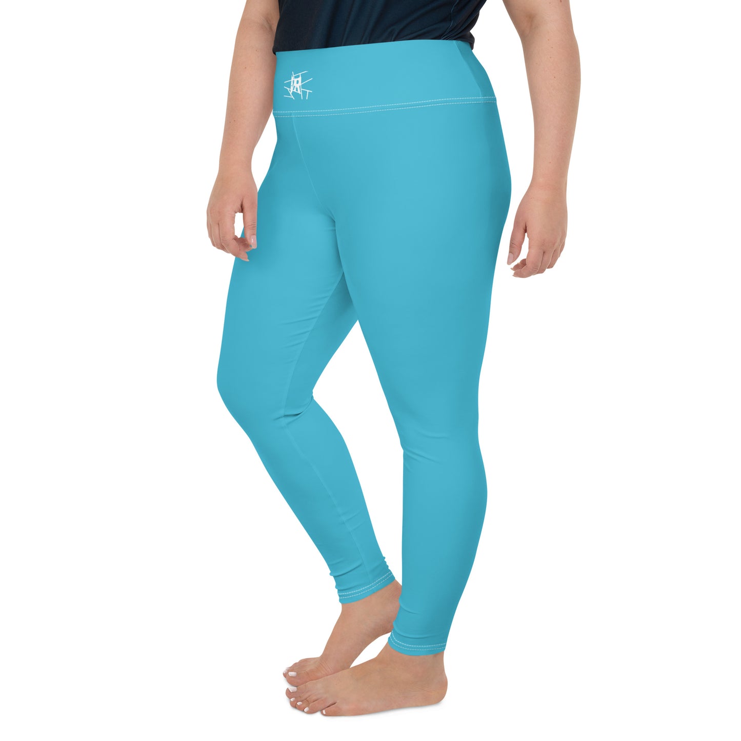 Leggings IR Plus Size Verão Azul Céu com logo na cintura (POD)