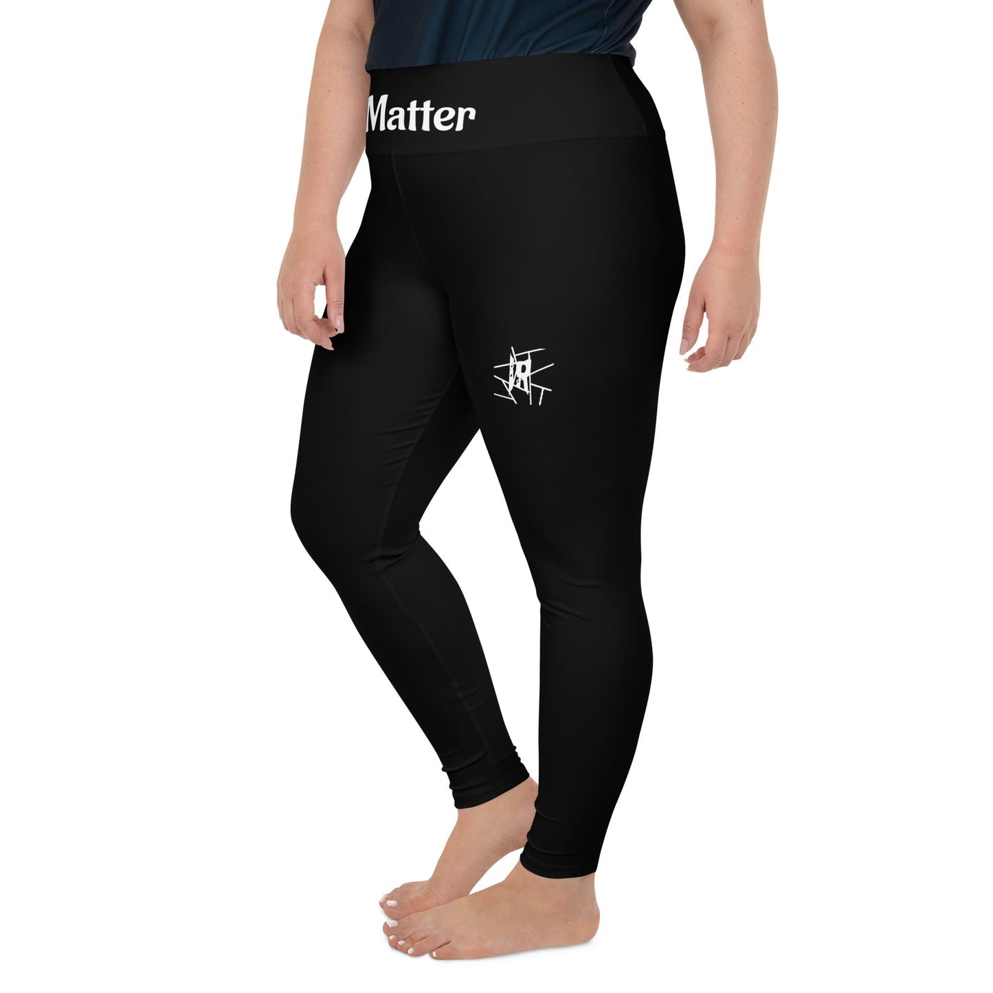 IR Plus Size Leggings negros con logo pequeño / I Matter - Beat the odds (POD)