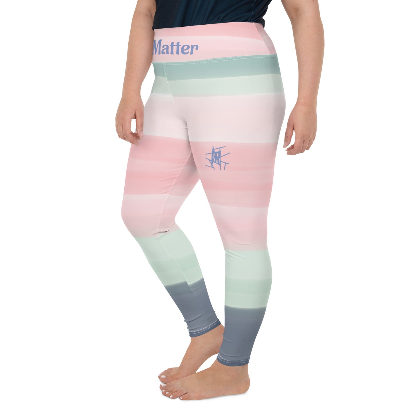 Leggings IR Plus Size Leggings aquarela com logotipo pequeno / I Matter - Beat the odds (POD)