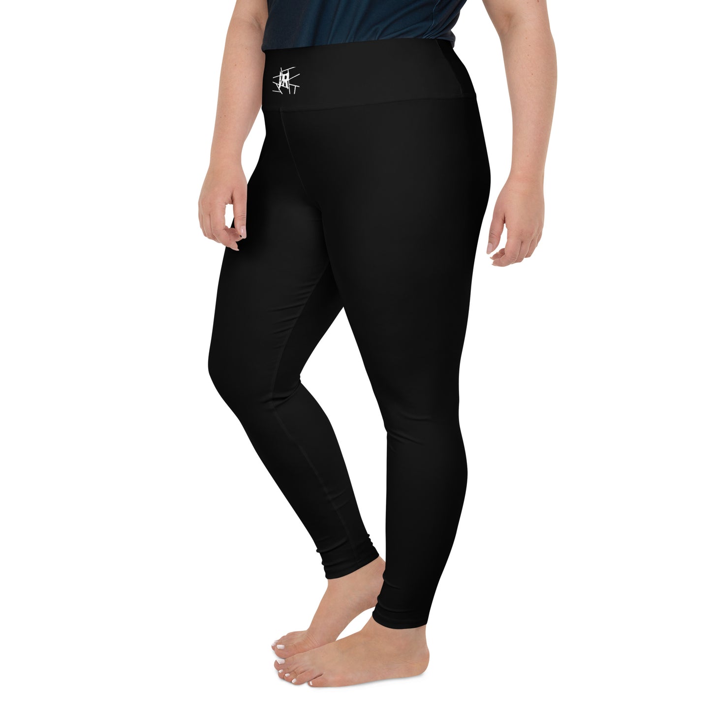 Leggings IR Plus Size pretas com logo na cintura (POD)