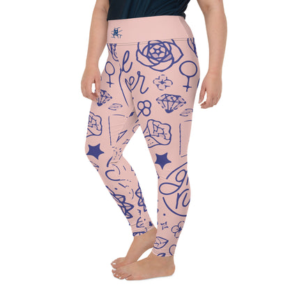 IR Plus Size Leggings Pink Girl Power with waist logo