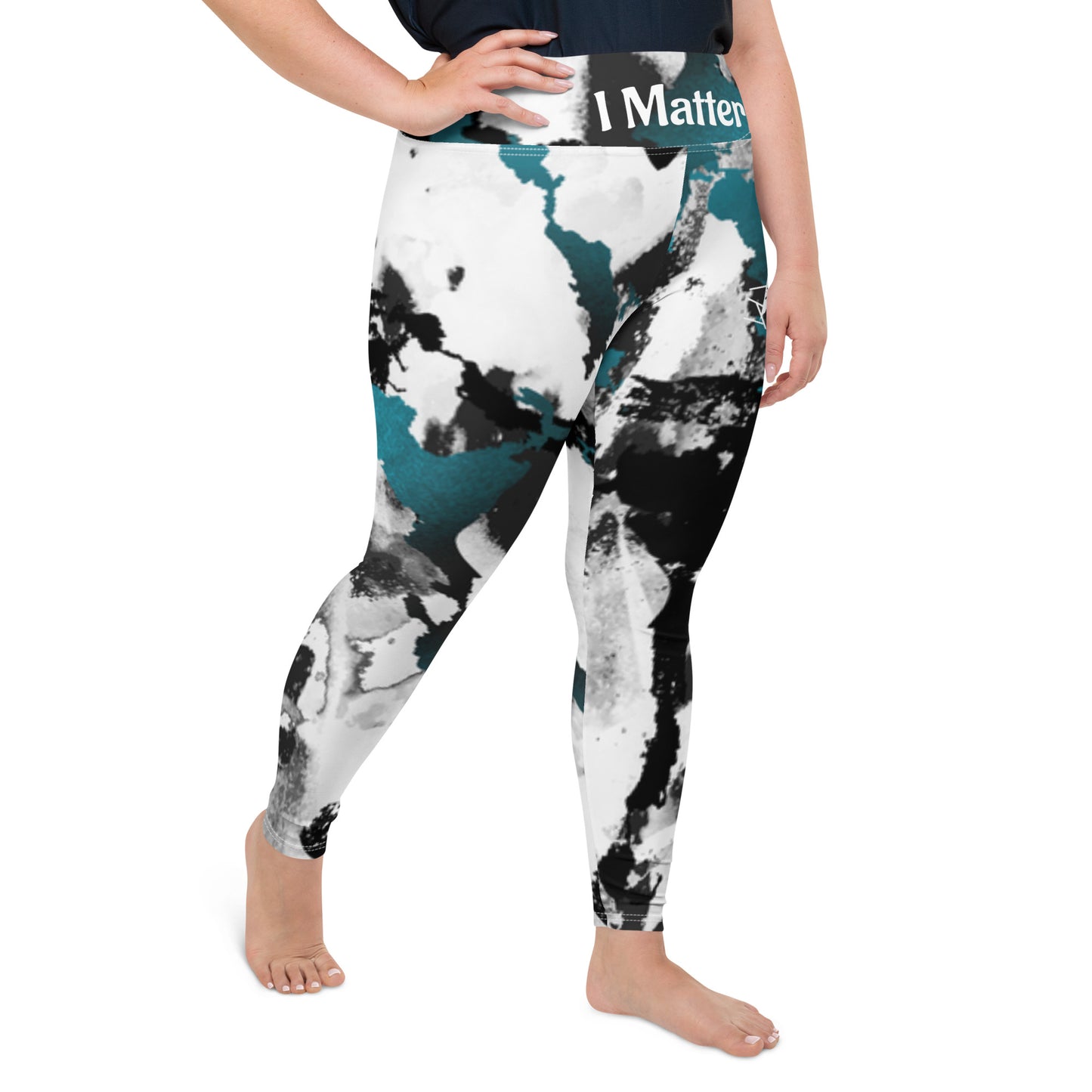 IR Plus Size Leggings- Abstract with small logo / I Matter - Beat the odds