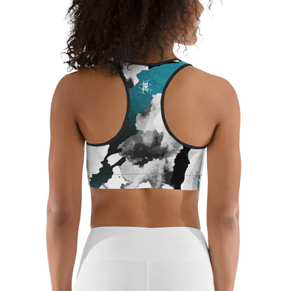 IR Abstract Sports Bra with Wht or Blk Trim