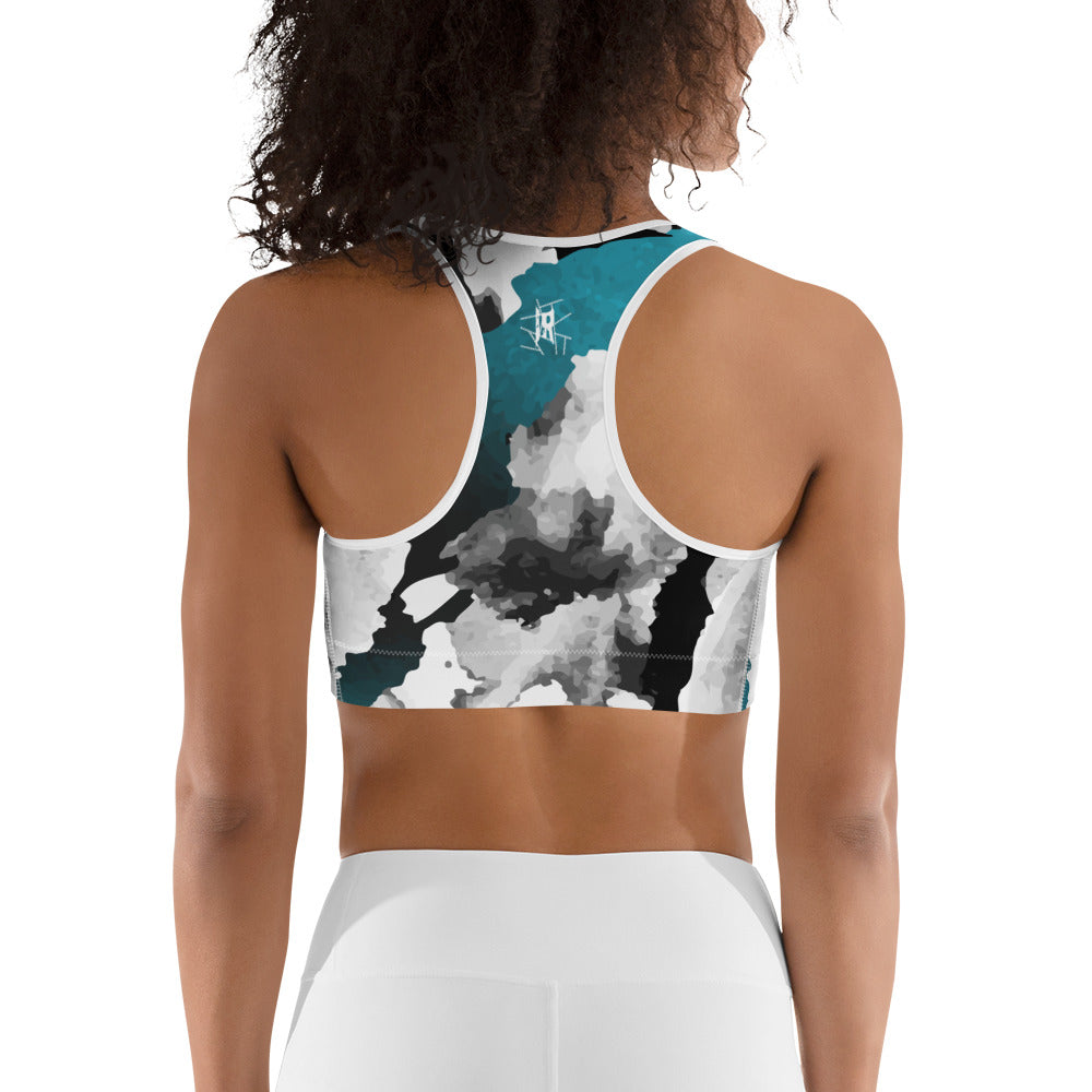 IR Abstract Sports Bra with Wht or Blk Trim