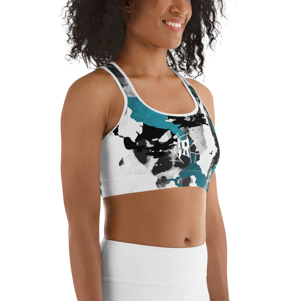 IR Abstract Sports Bra with Wht or Blk Trim