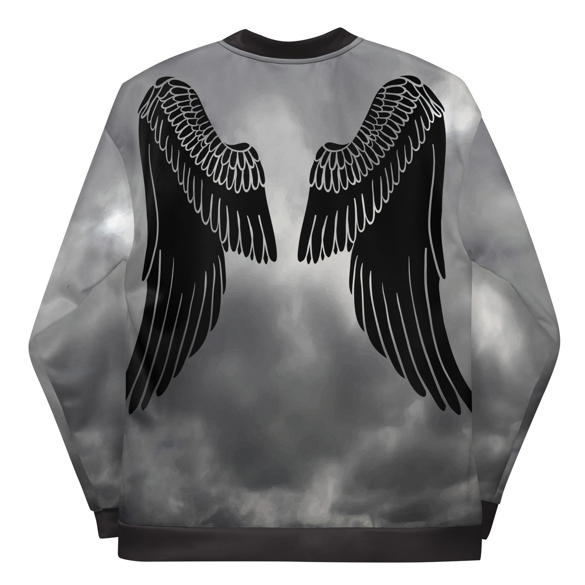 IR Unisex Bomber Jacket- Grey Cloud Angel Wings (POD) - Imperfect Reflectionz