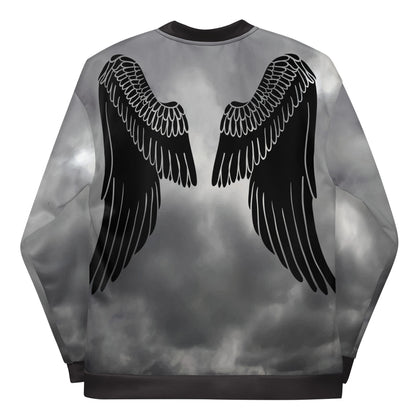 IR Unisex Bomber Jacket- Grey Cloud Angel Wings (POD) - Imperfect Reflectionz