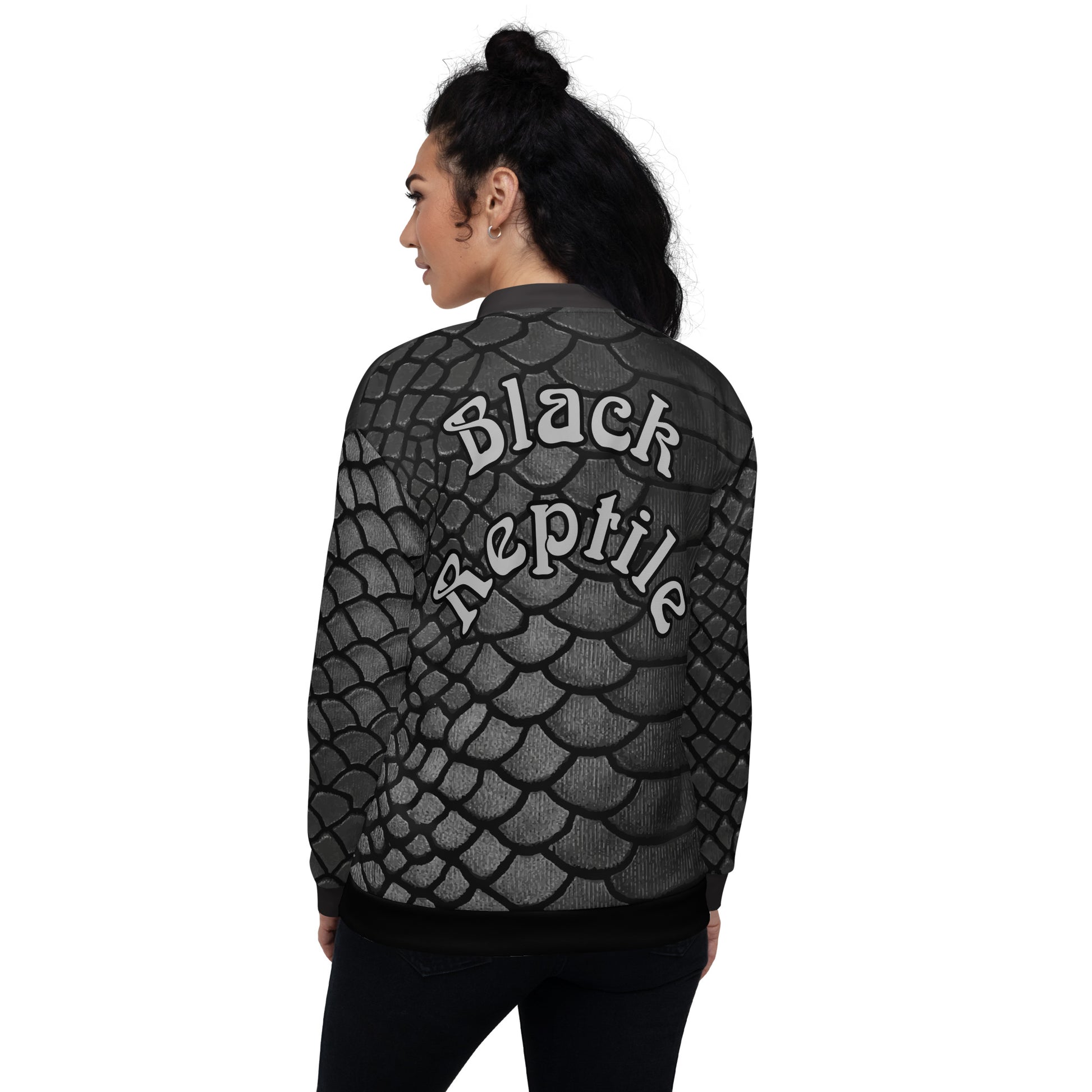 IR Unisex Bomber Jacket- Black Reptile (POD) - Imperfect Reflectionz