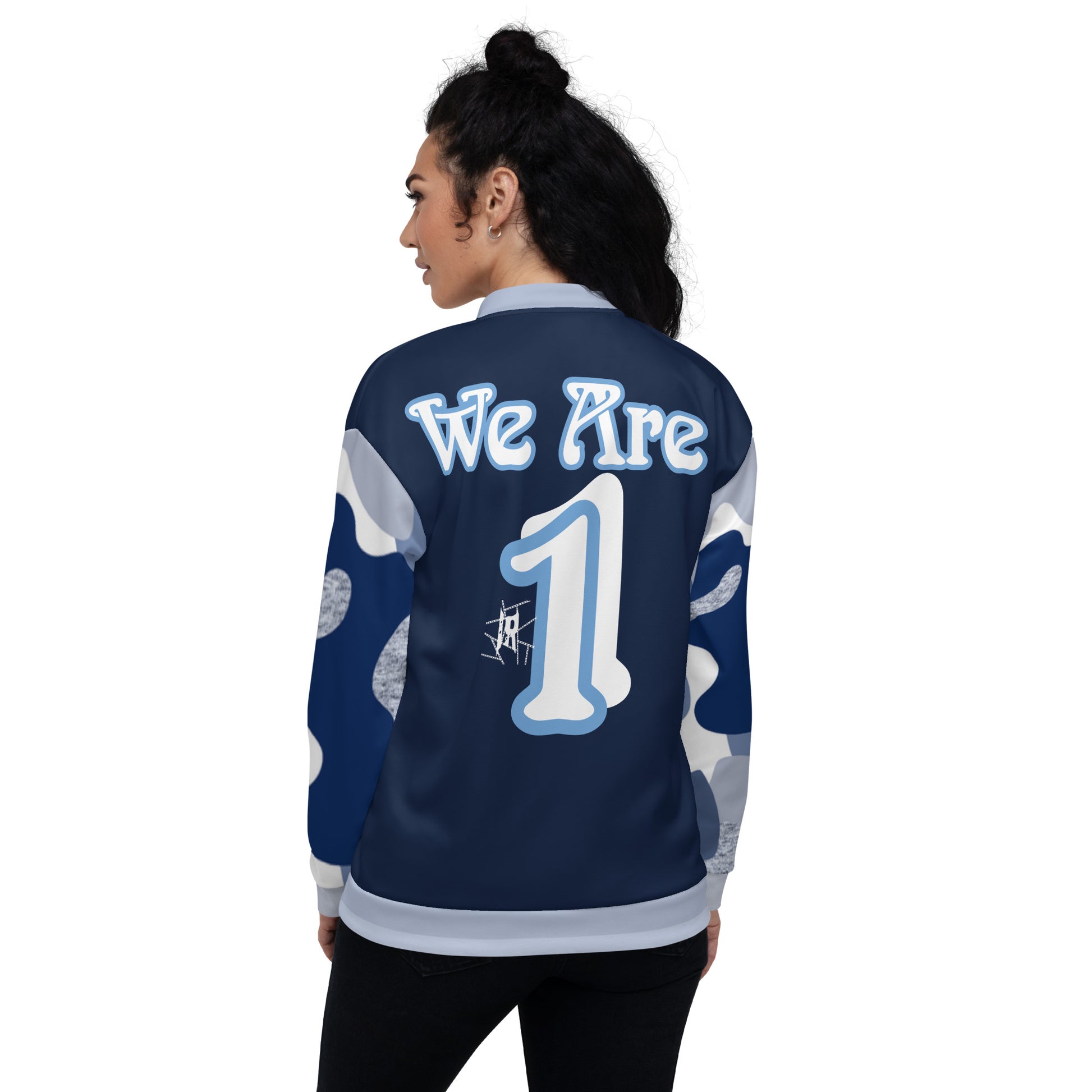 IR Unisex Bomber Jacket- Navy/Blue Camo We Are One (POD) - Imperfect Reflectionz