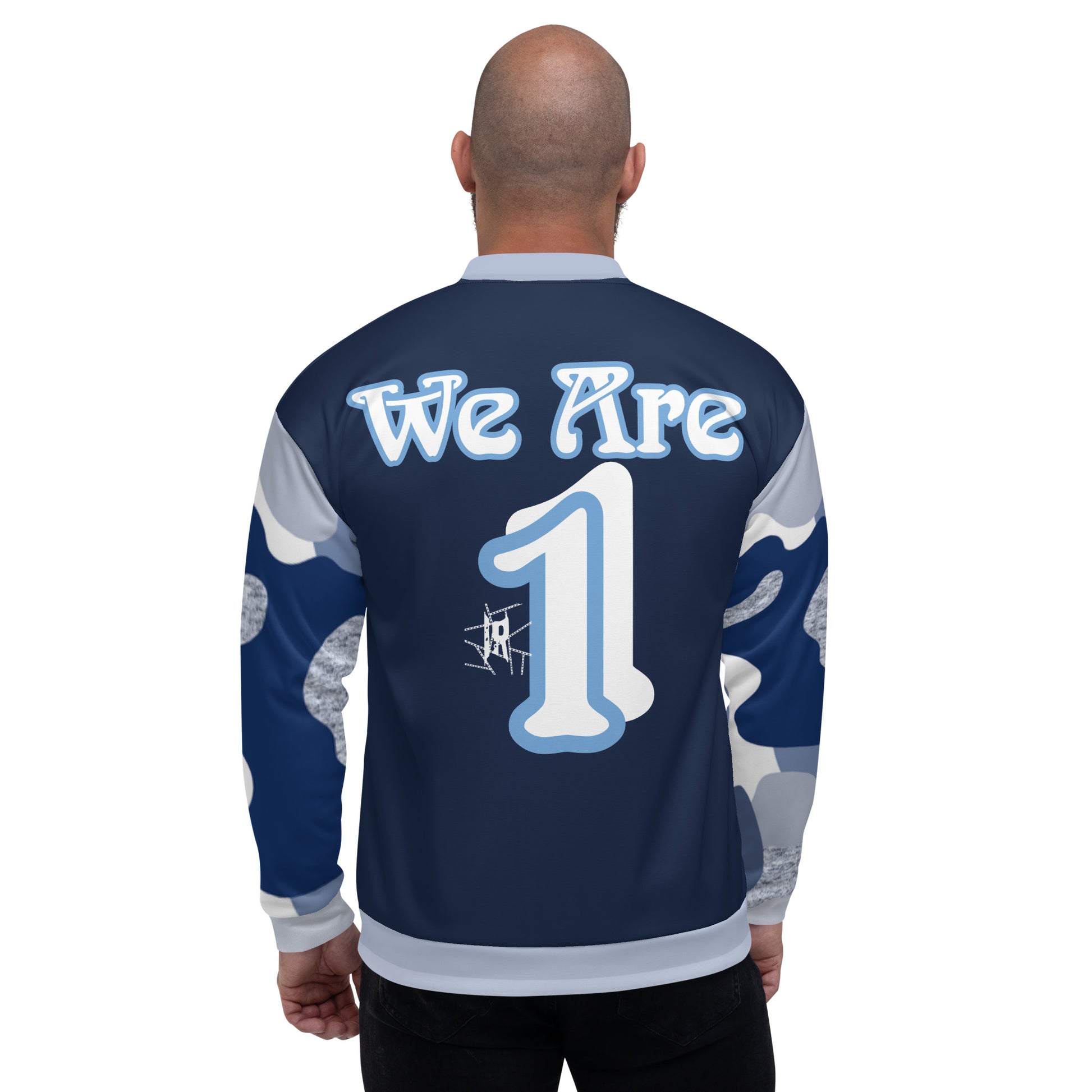 IR Unisex Bomber Jacket- Navy/Blue Camo We Are One (POD) - Imperfect Reflectionz