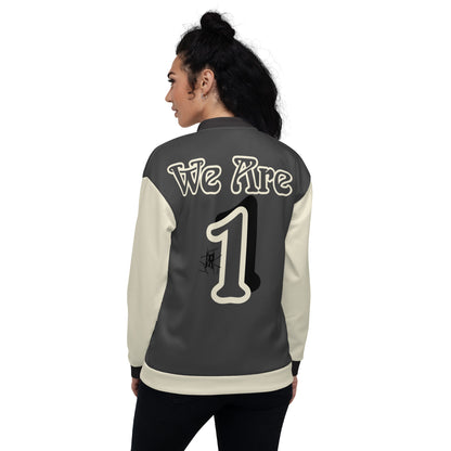 IR Unisex Bomber Jacket- Black Eclipse/Off White We Are One (POD) - Imperfect Reflectionz