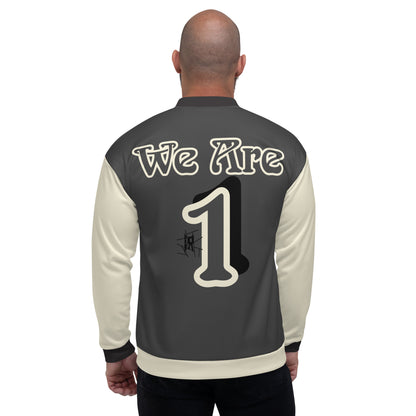 IR Unisex Bomber Jacket- Black Eclipse/Off White We Are One (POD) - Imperfect Reflectionz