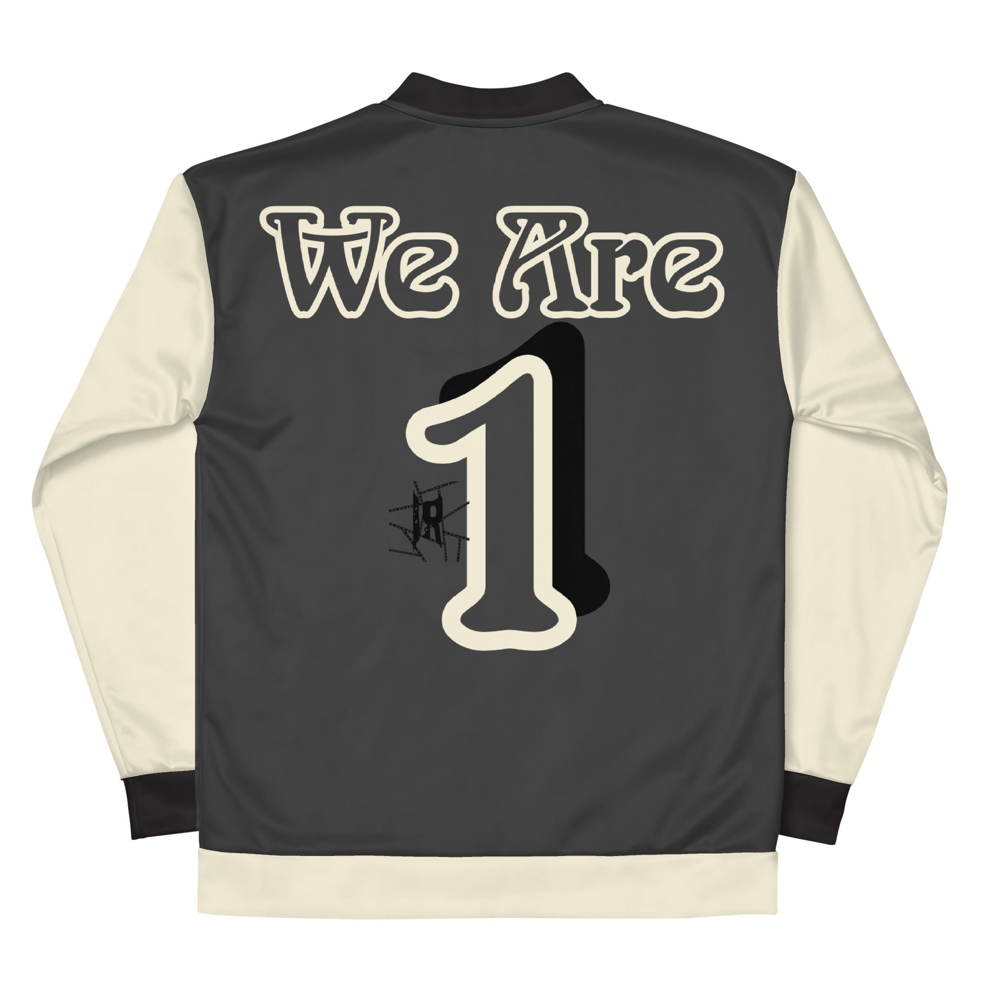 IR Unisex Bomber Jacket- Black Eclipse/Off White We Are One (POD) - Imperfect Reflectionz