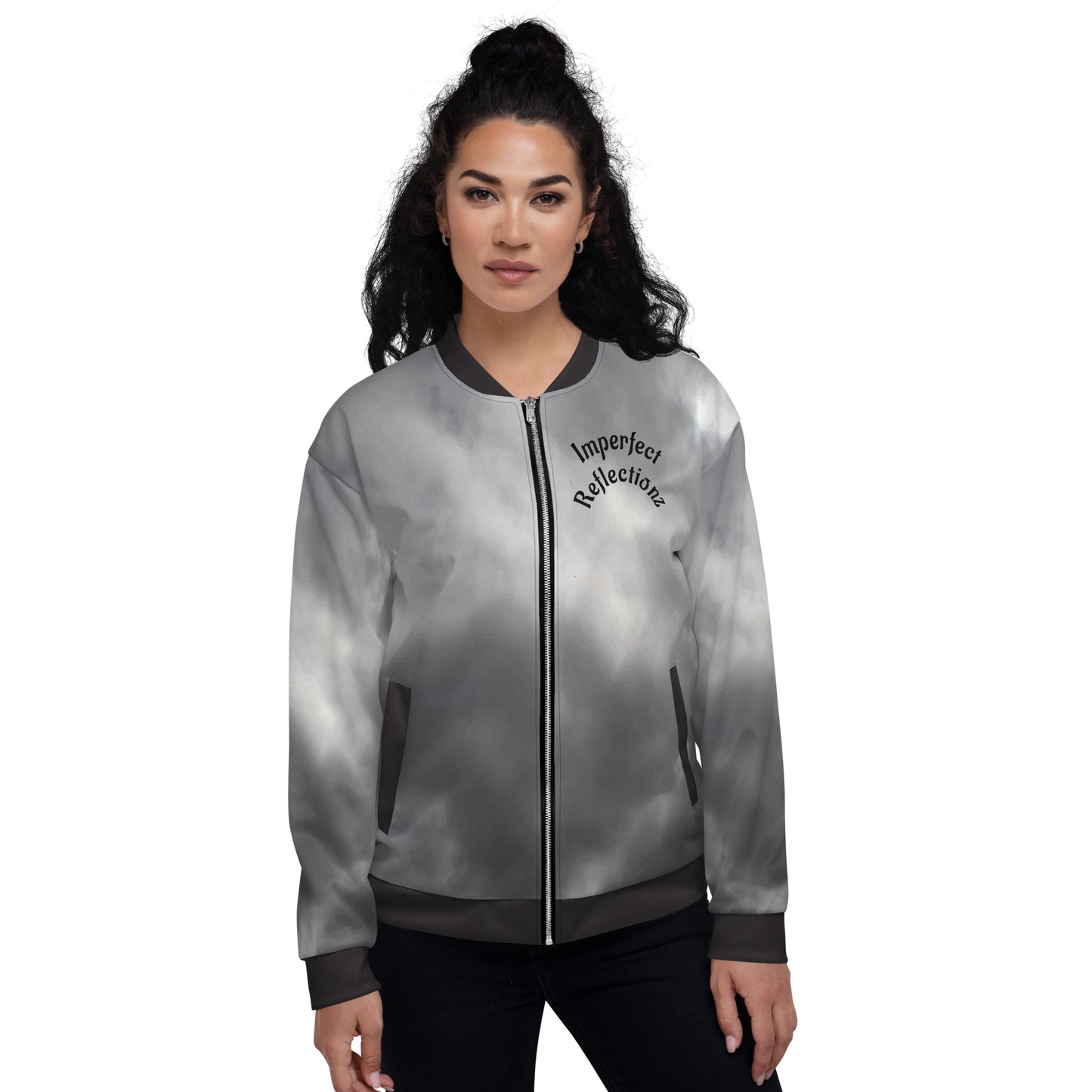 IR Unisex Bomber Jacket- Grey Cloud Angel Wings (POD) - Imperfect Reflectionz