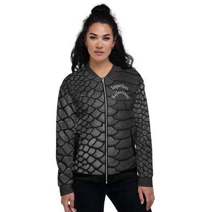 IR Unisex Bomber Jacket- Black Reptile (POD) - Imperfect Reflectionz