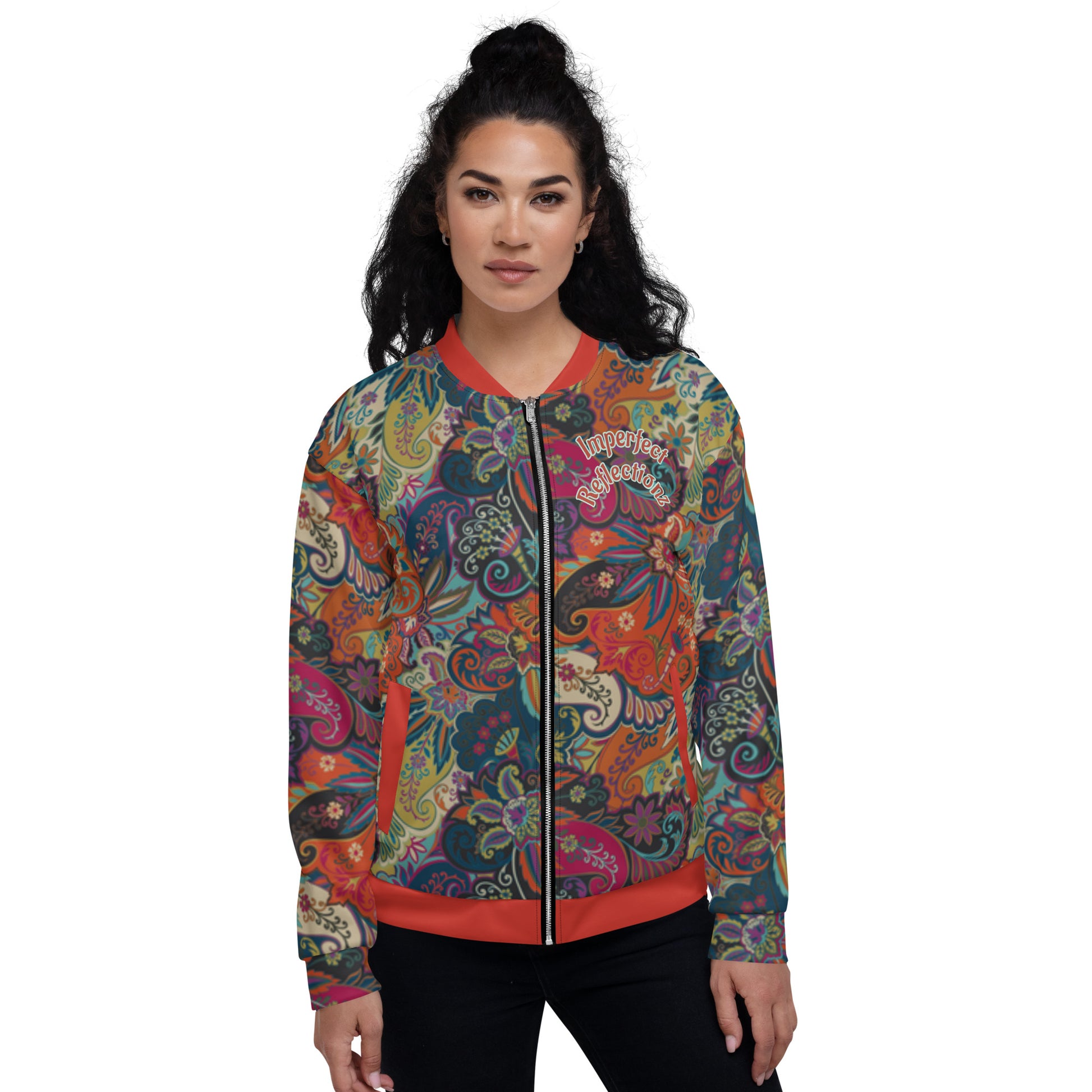 IR Unisex Bomber Jacket Floral Multi-Color Print (POD) - Imperfect Reflectionz