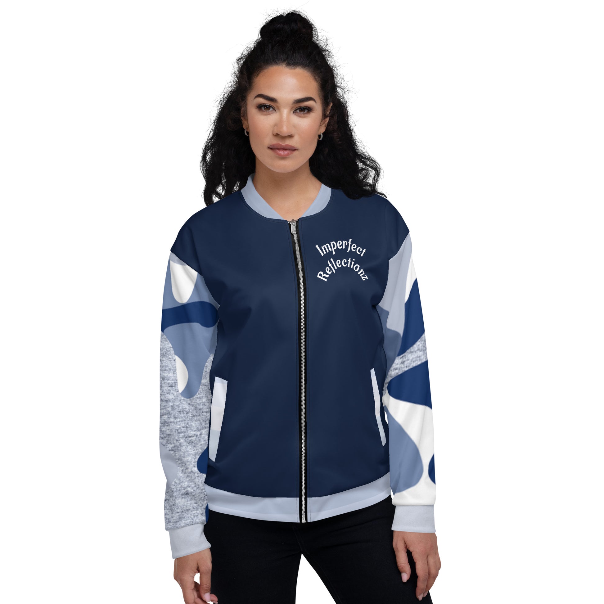 IR Unisex Bomber Jacket- Navy/Blue Camo We Are One (POD) - Imperfect Reflectionz