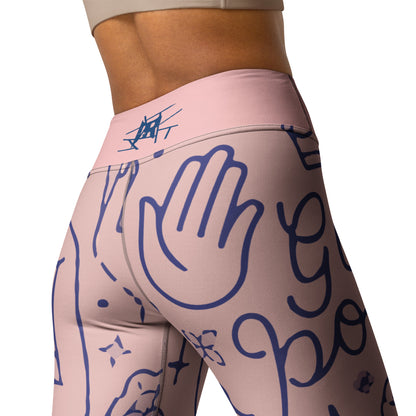 Leggings IR de cintura média rosa Girl Power com logotipo na cintura (POD)