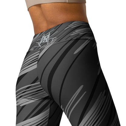 IR Mid Waisted Leggings Abstract Black/Grey with waist logo