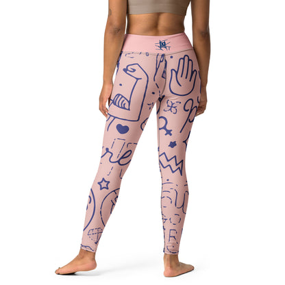 IR Mid Waisted Leggings Pink Girl Power with waist logo