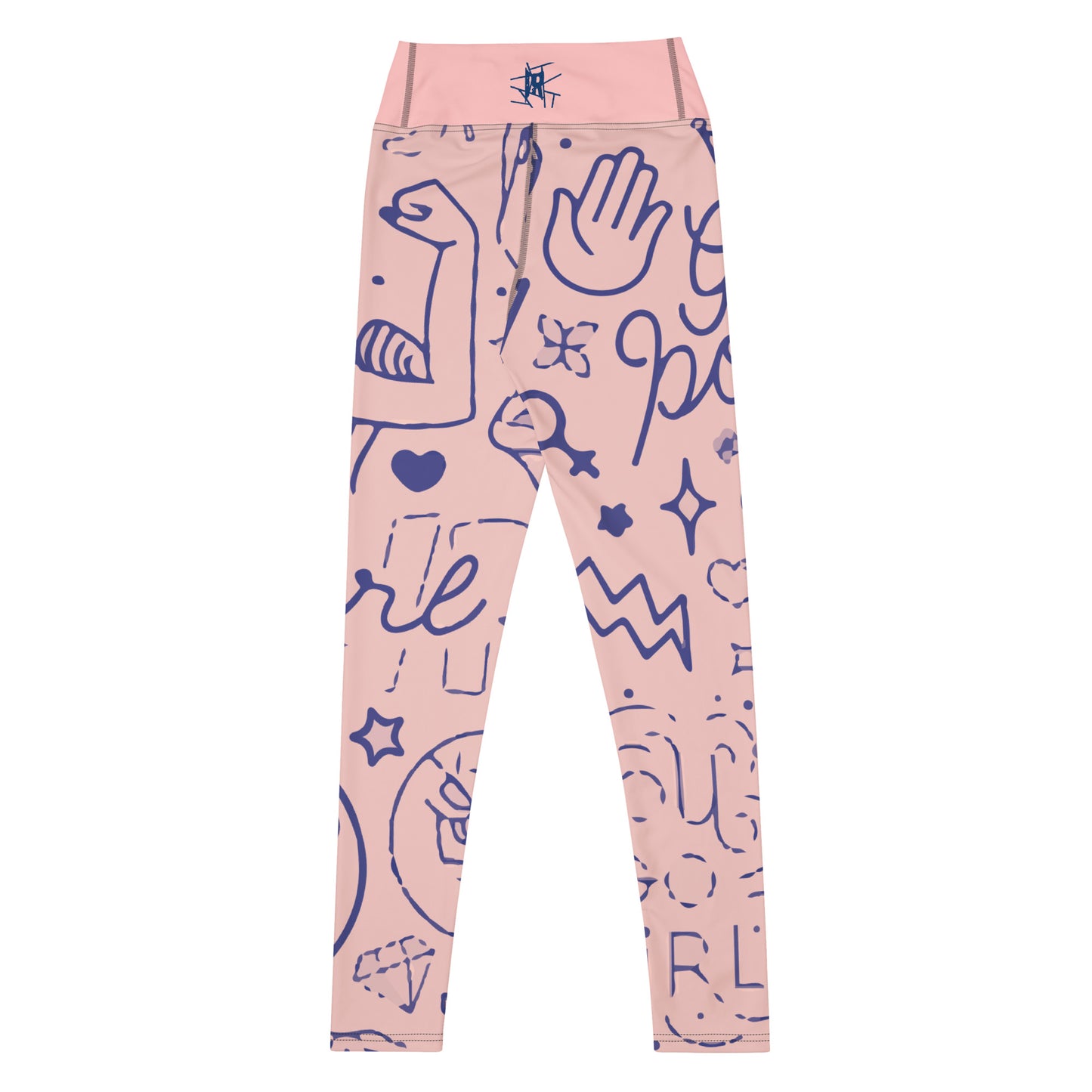 IR Mid Waisted Leggings Pink Girl Power with waist logo