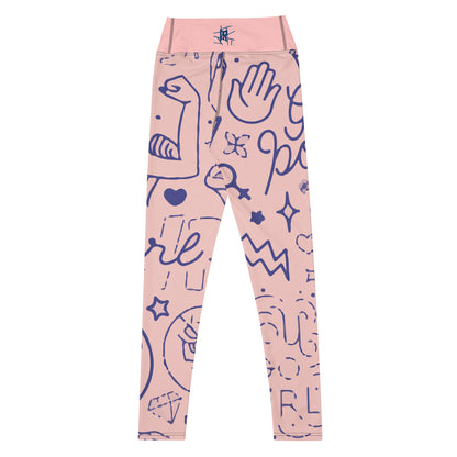 IR Mid Waisted Leggings Pink Girl Power with waist logo