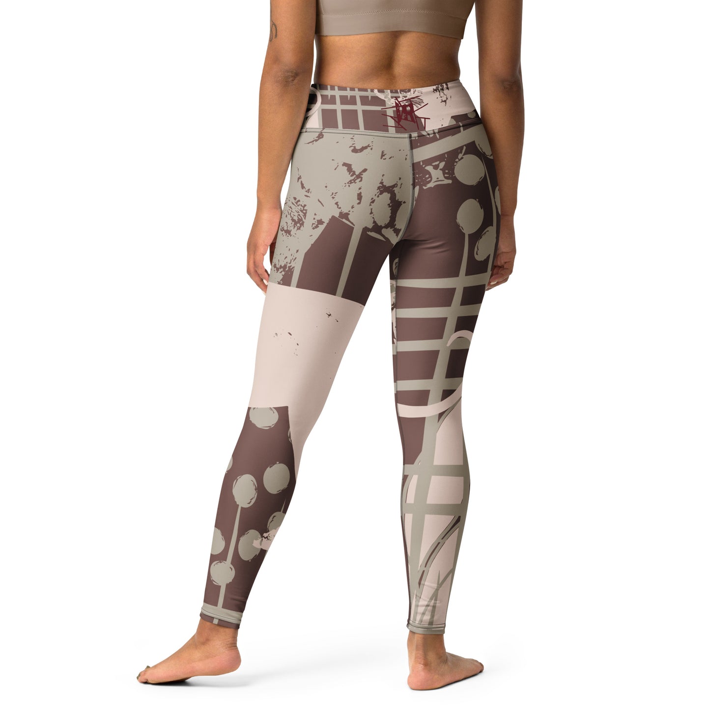 Leggings de cintura média IR Sahara abstrato com logotipo na cintura (POD)