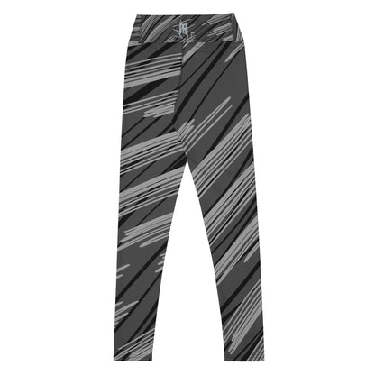 Leggings de cintura média IR abstrato preto/cinza com logotipo na cintura (POD)