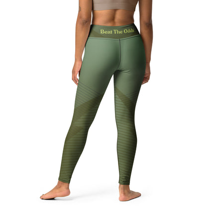 Leggings de cintura média IR Verde geométrico com logotipo pequeno / I Matter - Beat the odds (POD)