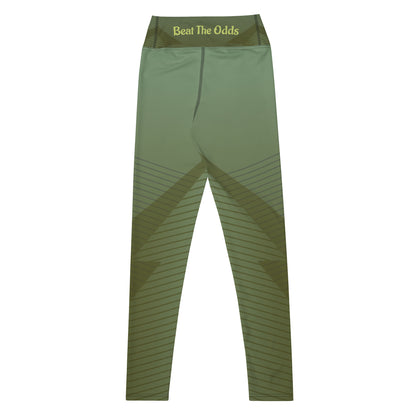 IR Mid Waisted Leggings Geometric green with small logo / I Matter - Beat the odds