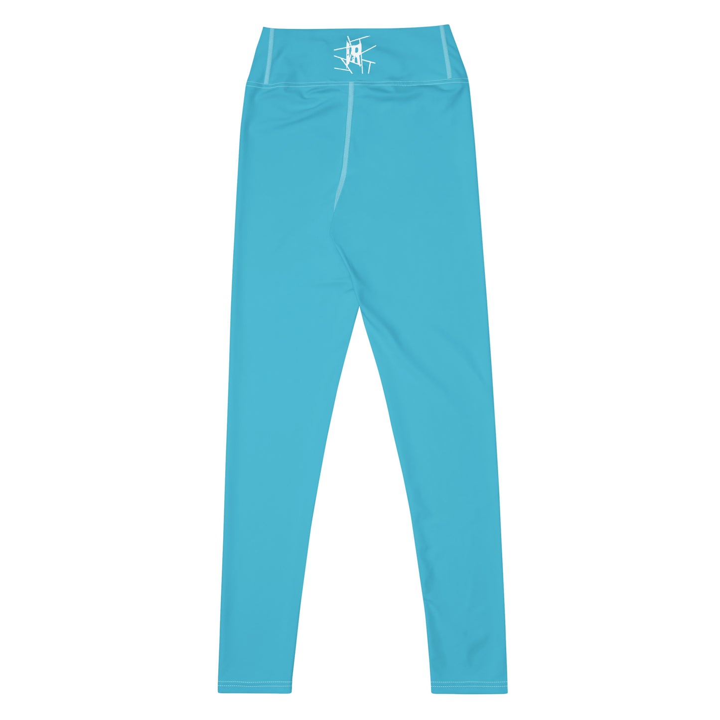 Leggings IR de cintura media Summer Sky Blue con logo en la cintura (POD)