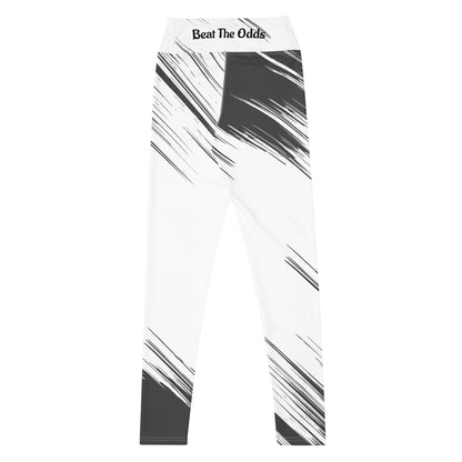 IR Leggings de yoga de cintura media blanco/negro abstracto con logo pequeño / I Matter - Beat the odds