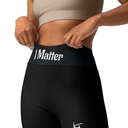 Leggings IR de cintura media negros con logo pequeño / I Matter - Beat the odds(POD)