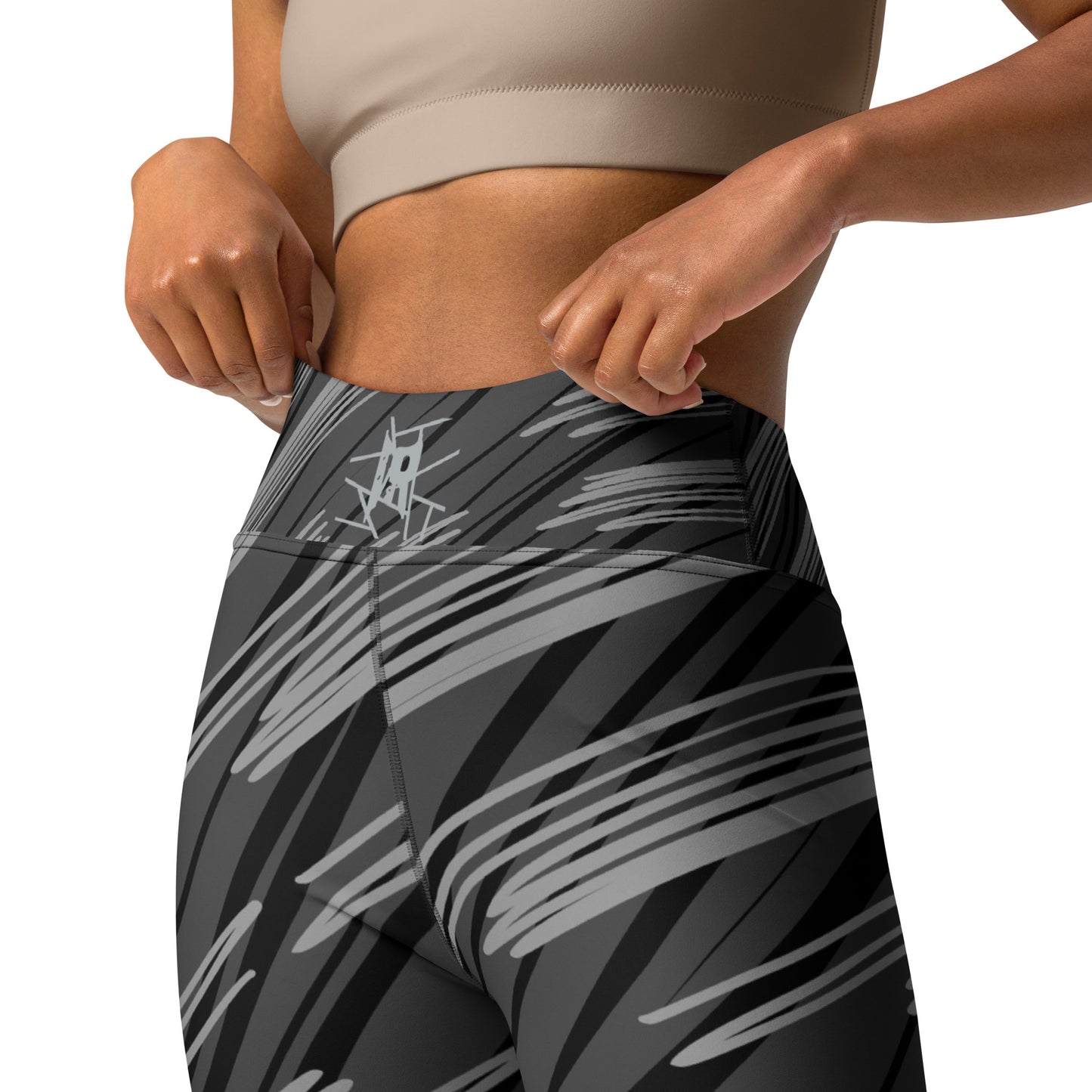 IR Mid Waisted Leggings Abstract Black/Grey with waist logo